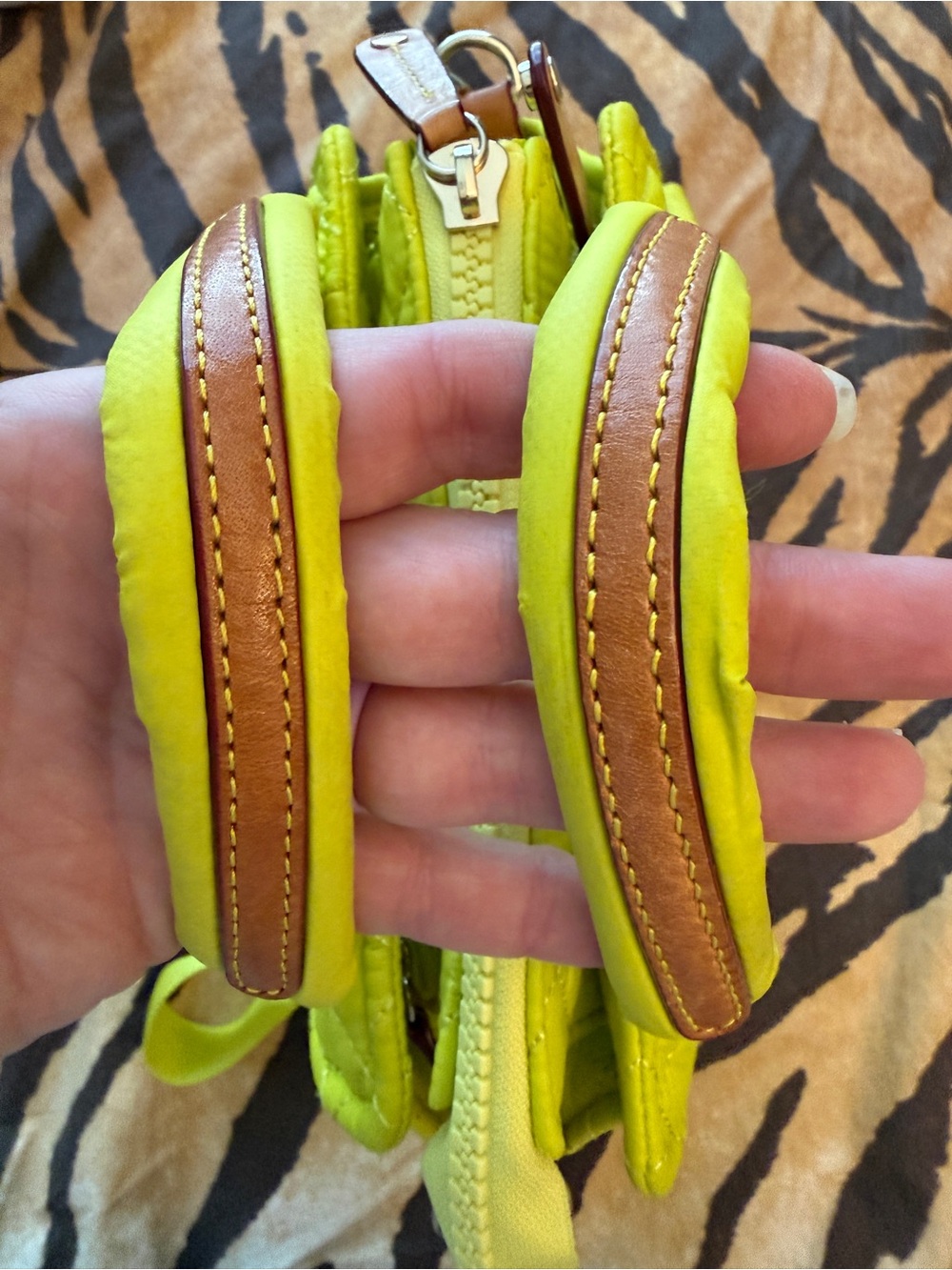 MZ Wallace Acid Yellow Quilted Mini Box Tote Crossbody Bag - Picture 6 of 11